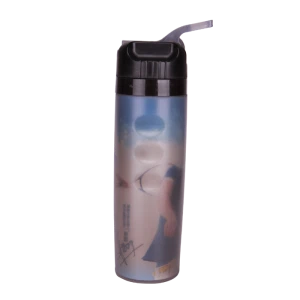 Garrafa de água plástica frente e verso